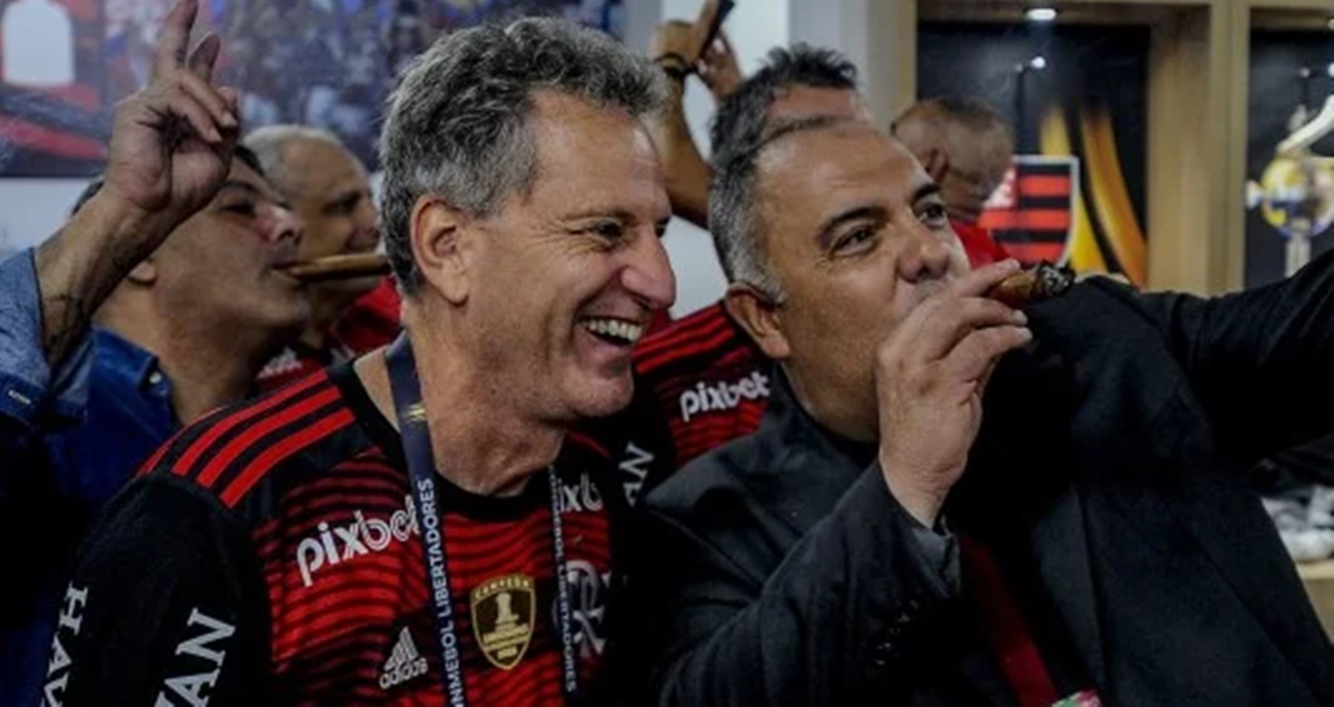 Rodolfo Landim e Marcos Braz, dirigentes do Flamengo (Foto: Reprodução/ Marcelo Cortes/ Flamengo)