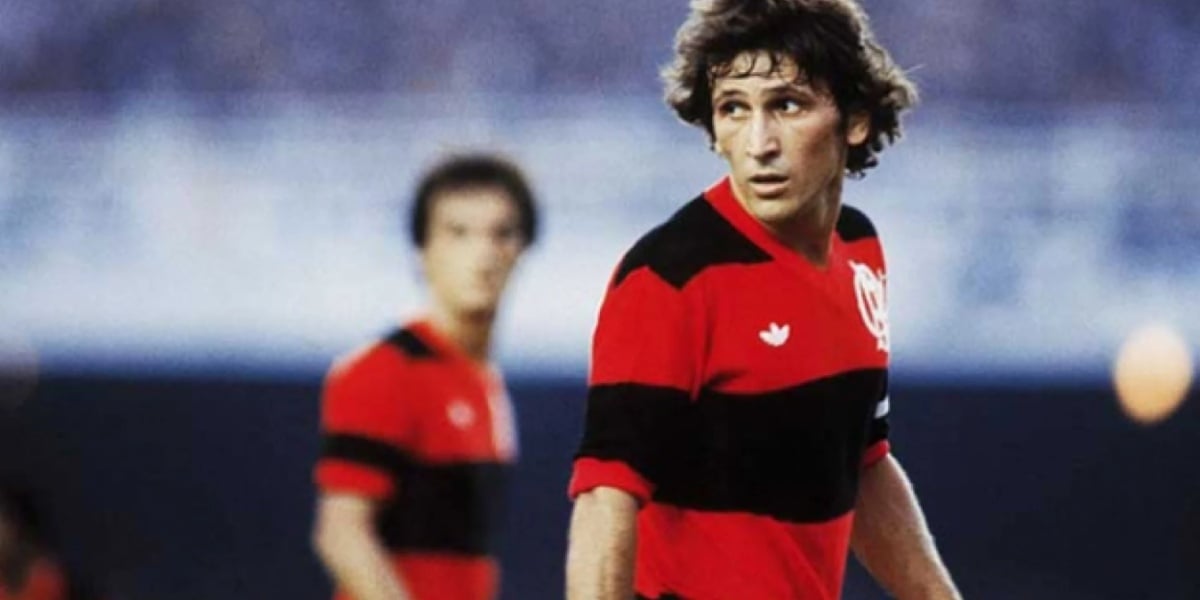 Zico, quando jogava pelo Flamengo (Imagem Reprodução Internet)