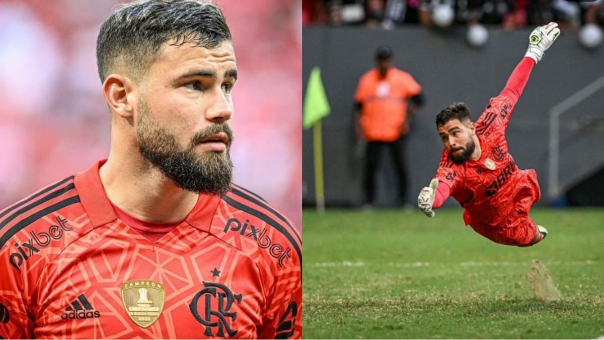 O goleiro Matheus Cunha é titular de Jorge Sampaoli no CRF (Foto: Reprodução/ Divulgação/ Flamengo/ Instagram)