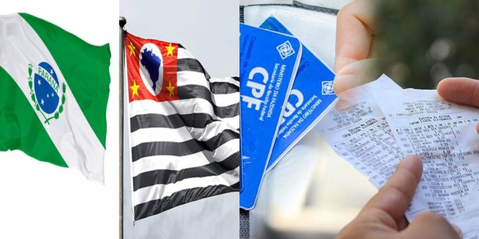 Bandeiras dos estados do Paraná e de São Paulo: CPF na Nota Fiscal (Foto: Reprodução / Internet)