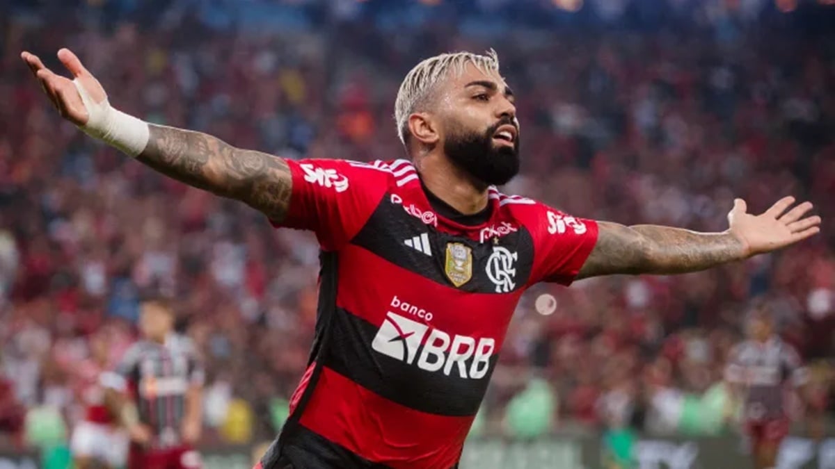 Gabriel Barbosa, o Gabigol, celebrndo mais um golaço marcado para o Flamengo (Foto: Reprodução/ Eurasia Sport Images/ GettyImages)