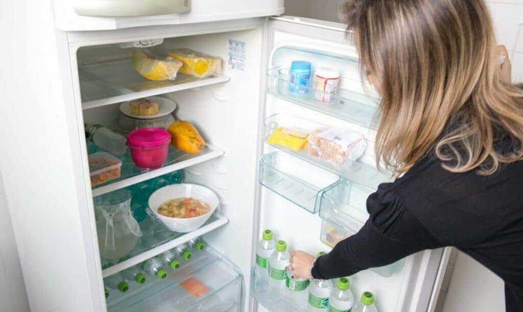 Mulher abrindo geladera; no passado acreditava-se que o eletrodoméstico era o que mais encarecia a conta de luz (Foto: Reprodução/ Internet)