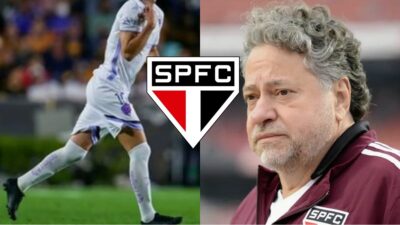 Jogador gringo é oferecido ao São Paulo e chega a mesa de Julio Casares (Fotos: Reprodução/ Marcos Ribolli/ SPFC/ Getty Images/ Montagem)