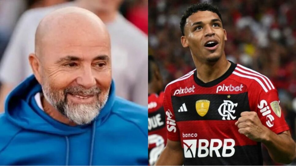 Jorge Sampaoli garantiu Victor Hugo no Flamengo (Foto: Reprodução/ CRF/ Montagem)