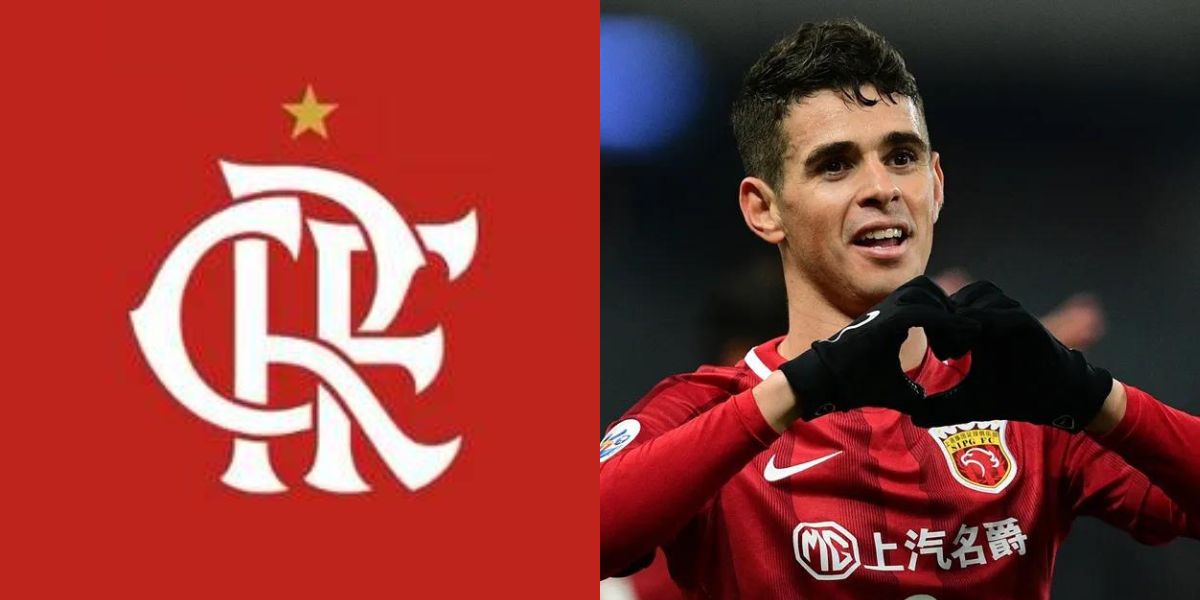 Logo do Flamengo e jogador Oscar (Foto: Reprodução / Internet)