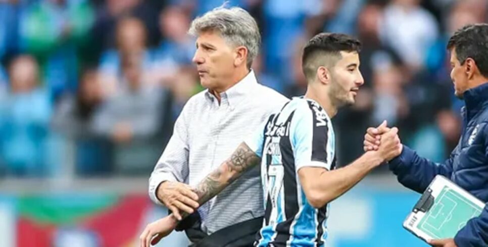 Renato Gaúcho e Mathías Villasanti nos gramados pelo Grêmio (Foto: Reprodução/ SouGrêmio)