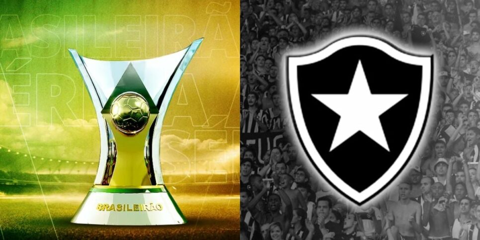 Taça do Brasileirão e logo do Botafogo (Foto: Reprodução / Internet)