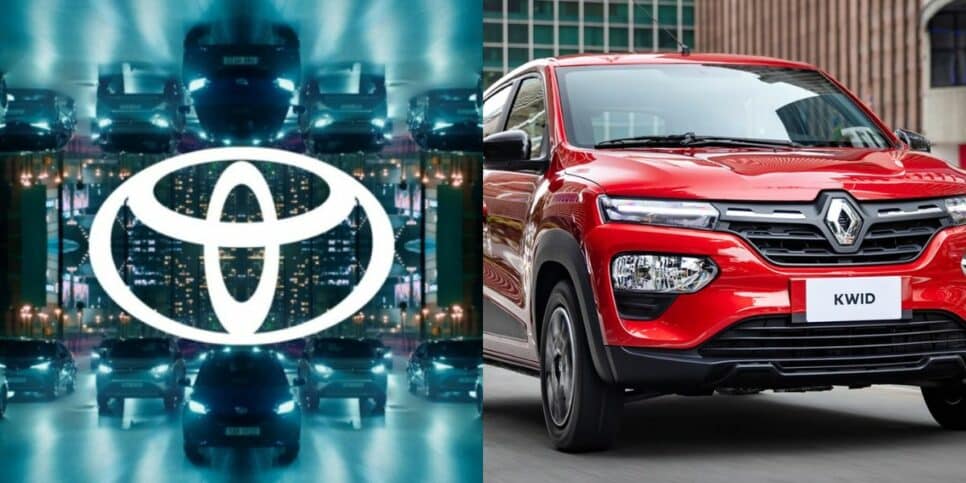 Modelo Carros Logo da Toyota e Renault KWID (Foto: Reprodução / Internet)