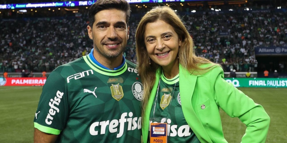 Abel Ferreira e Leila Pereira do Palmeiras (Imagem Reprodução Internet) Mancha Verde