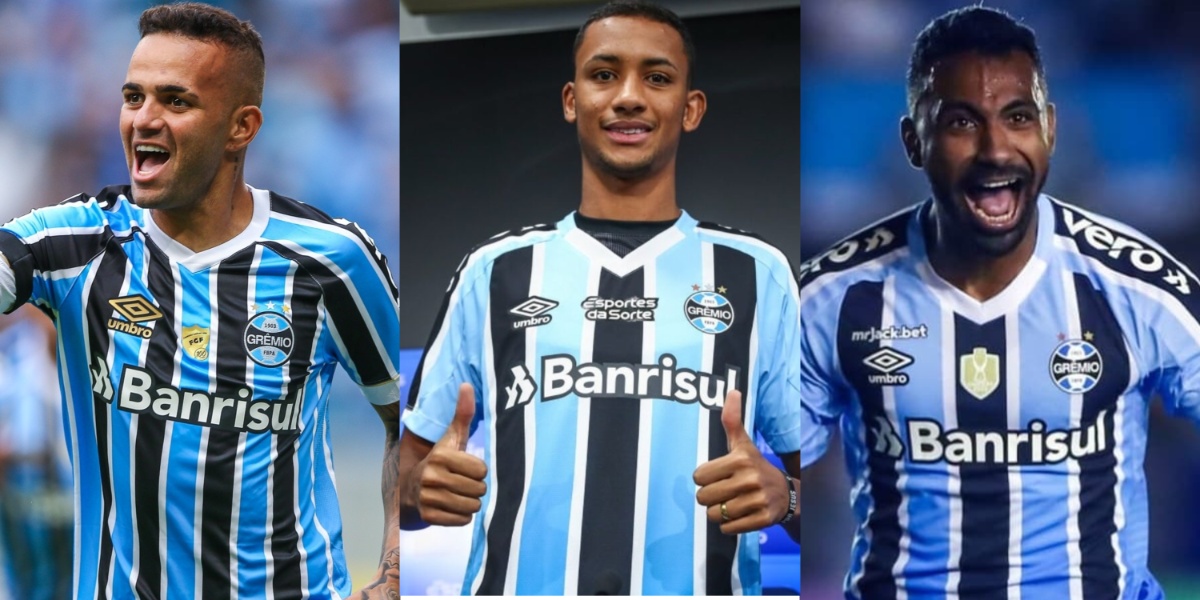 Luan, André Henrique e Everton Galdino, jogadores do Grêmio (Imagem Reprodução Internet)