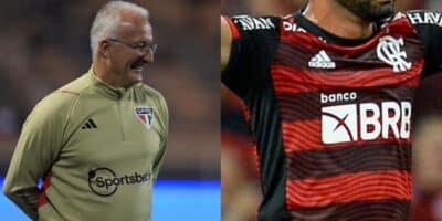 Dorival Júnior e jogador do Flamengo (Imagem Reprodução Internet)