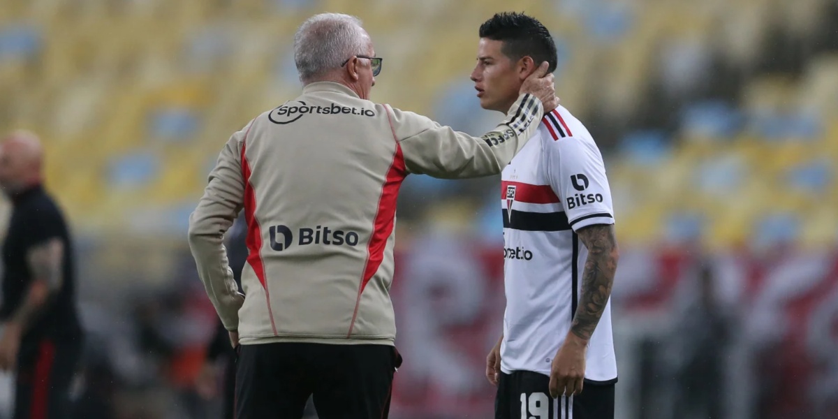 Dorival Jr e James Rodríguez no São Paulo (Imagem Reprodução Internet)