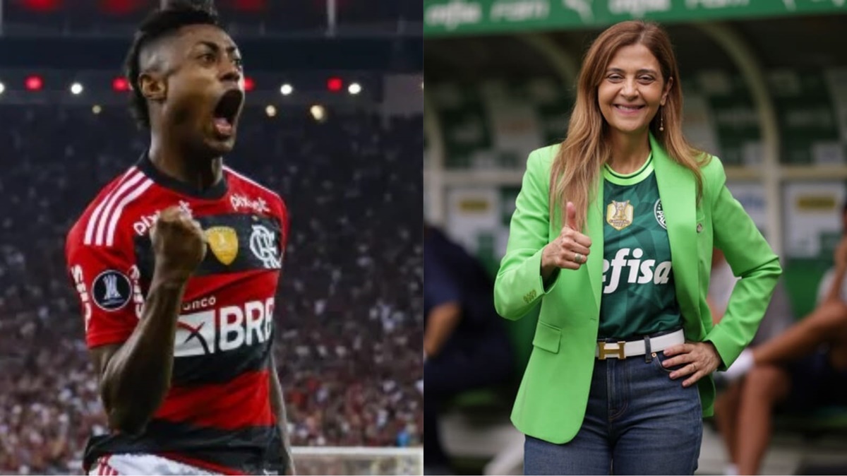 Leila Pereira dá sinal verde para contratar Bruno Henrique e oferta do Palmeiras para jogador de futebol vem à tona (Fotos: Reprodução/ Cesar Greco/ SEP/ CRF/ Montagem)