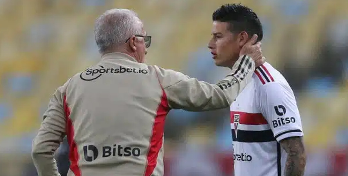 O técnico Dorival Jr mostra empatia por James Rodríguez (Foto: Reprodução/ SPFC)