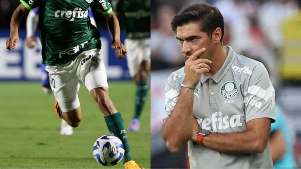 Jogador do Palmeiras e o técnico Abel Ferreira (Fotos: Reprodução/ Cesar greco/ SEP/ Montagem)
