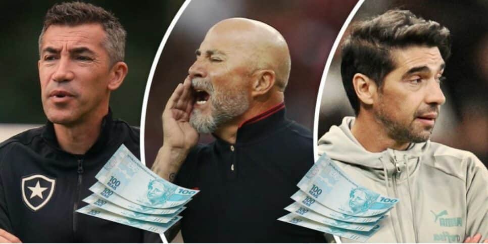 Bruno Lage, Jorge Sampaoli e Abel Ferreira (Foto: Reprodução / Internet / Montagem HoraDoBenefício)