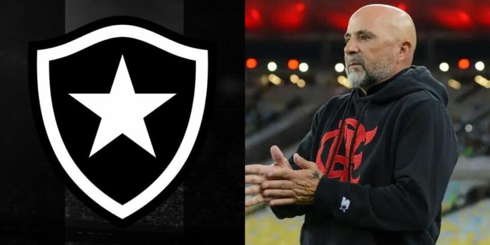 Logo do Botafogo e Jorge Sampaoli, técnico do Flamengo (Foto: Reprodução / Internet)