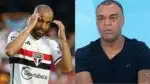 O jogador do São Paulo, Lucas Moura, e o apresentador Denílson Show (Fotos: Reprodução/ Divulgação/ SPFC/ Jogo Aberto/ Band)