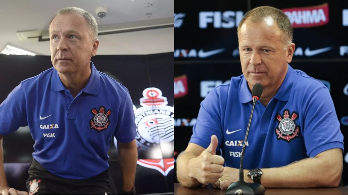 Mano Menezes em sua passagem vitoriosa, e que a Fiel não esquece, pelo Corinthians (Fotos: Reprodução/ Divulgação/ Montagem)