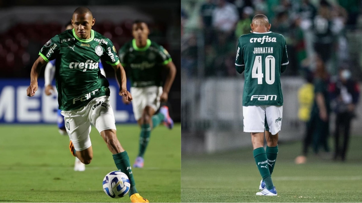 Jhon Jhon jogando pelo Palmeiras (Fotos: Reprodução/ Fabio Menotti/ SEP/ Montagem)