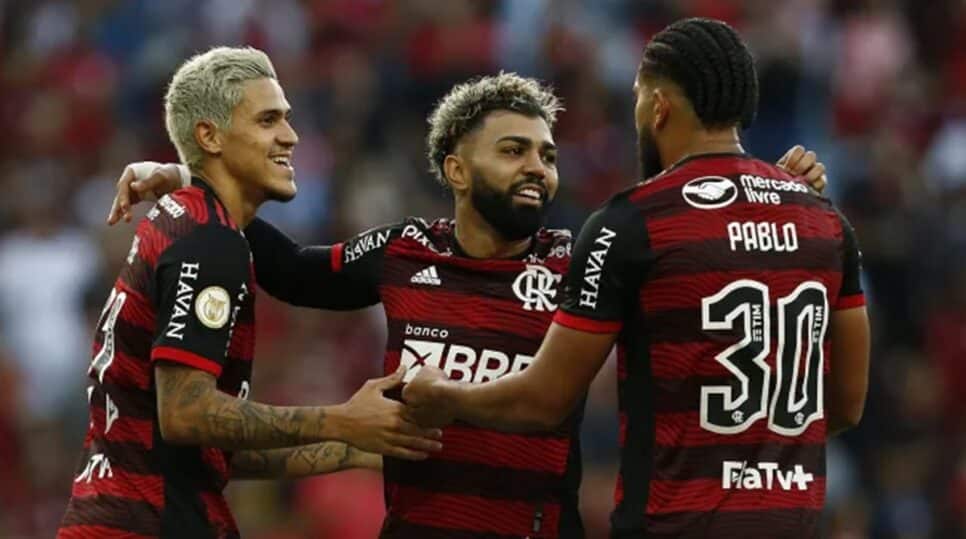 Pedro, Gabigol e Pablo, sao jogadores do Flamengo (Foto: Reprodução/ CRF)