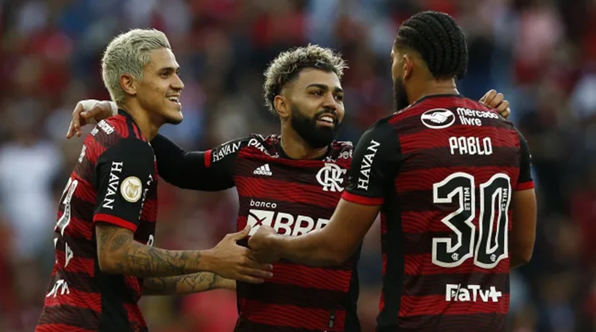 Pedro, Gabigol e Pablo, sao jogadores do Flamengo (Foto: Reprodução/ CRF)