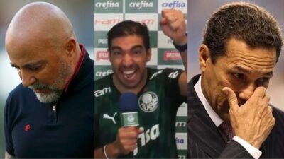 Sampaoli e Luxemburgo demitidos, Abel Ferreira sobrevivo no Palmeiras (Fotos: Reprodução/ CRF/ Internet/ Montagem)