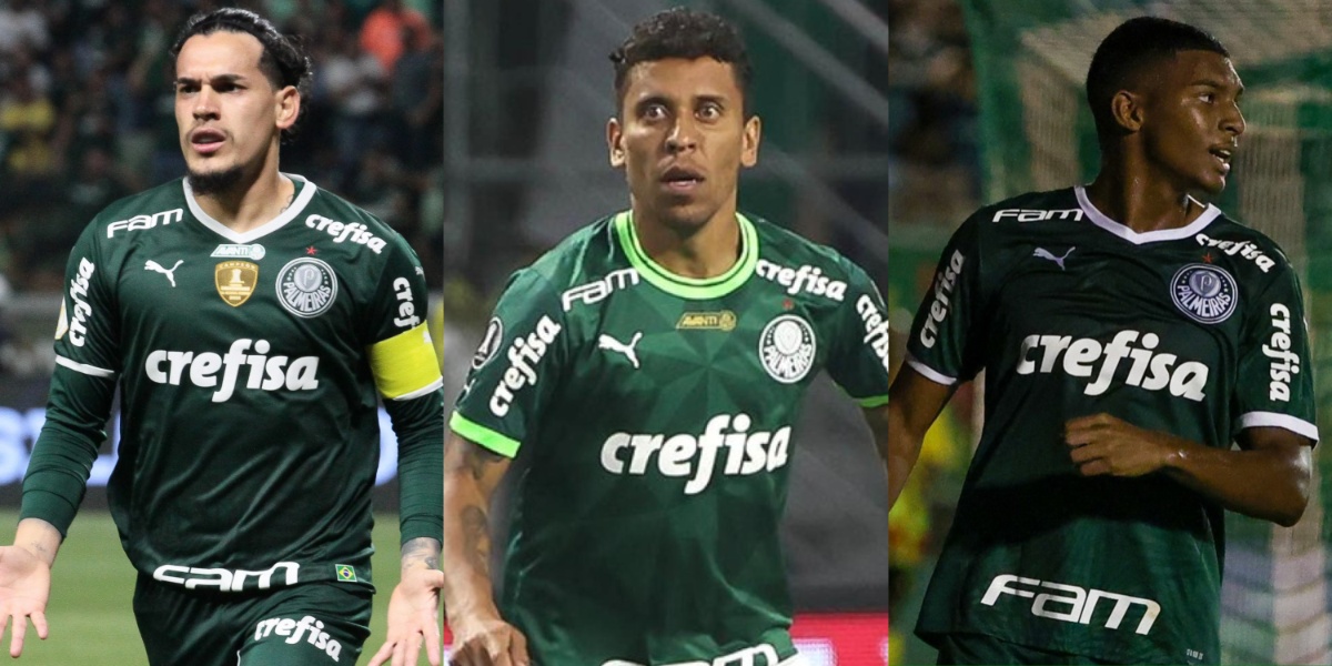 Gustavo Gomez, Marcos Rocha e Luis Guilherme, jogadores do Palmeiras (Imagem Reprodução Internet)