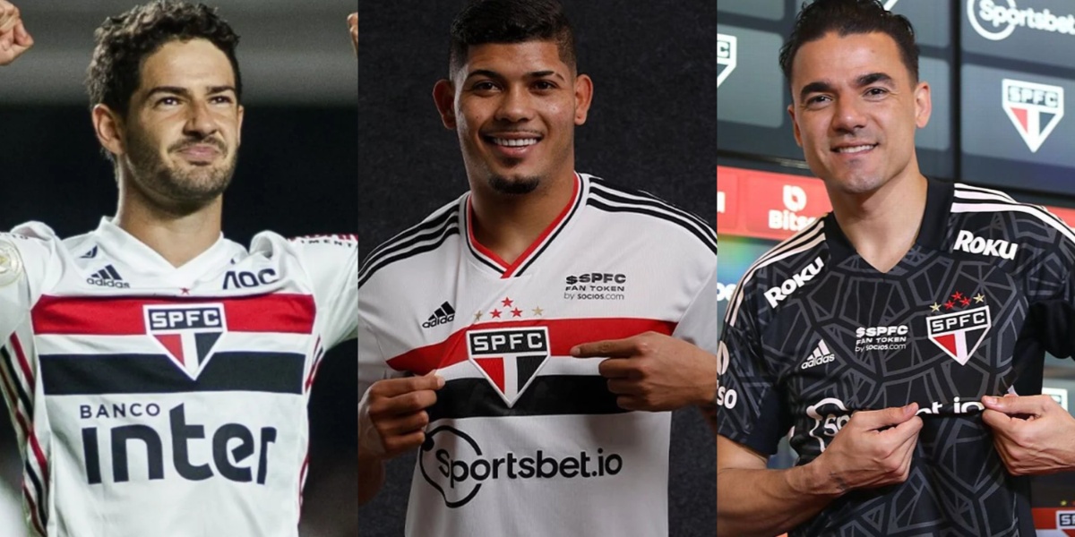 Pato, Erison e Felipe Alves, jogadores do São Paulo (Imagem Reprodução Internet)