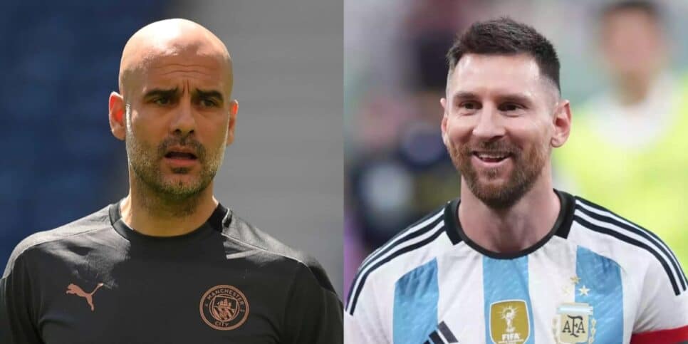 Pep Guardiola e Messi (Imagem Reprodução Internet)