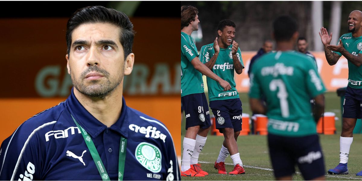 Abel Ferreira e jogadores do Palmeiras (Foto: Reprodução / Internet)