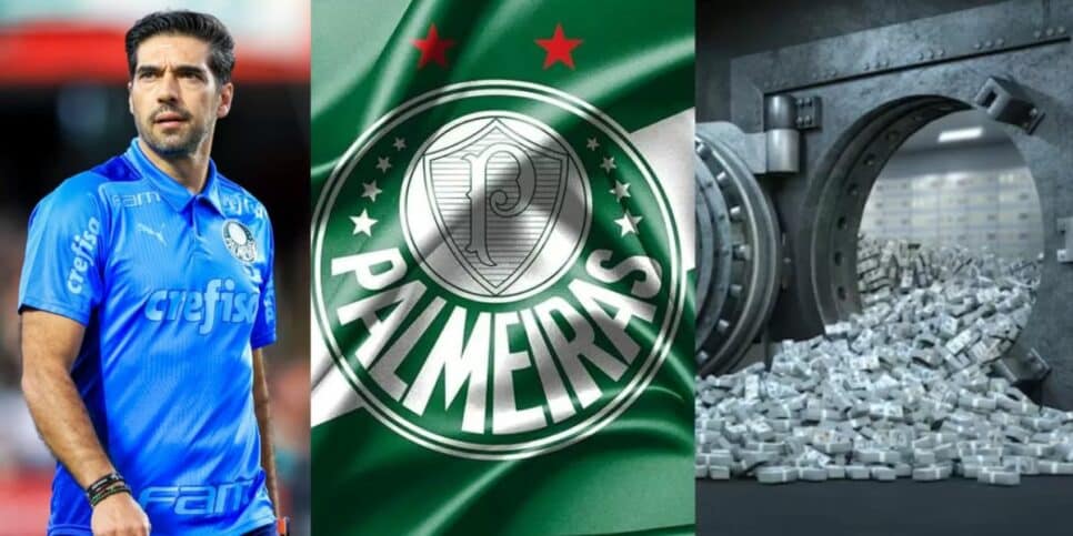 Abel Ferreira, logo do Palmeiras e cofres (Foto: Reprodução / Internet)