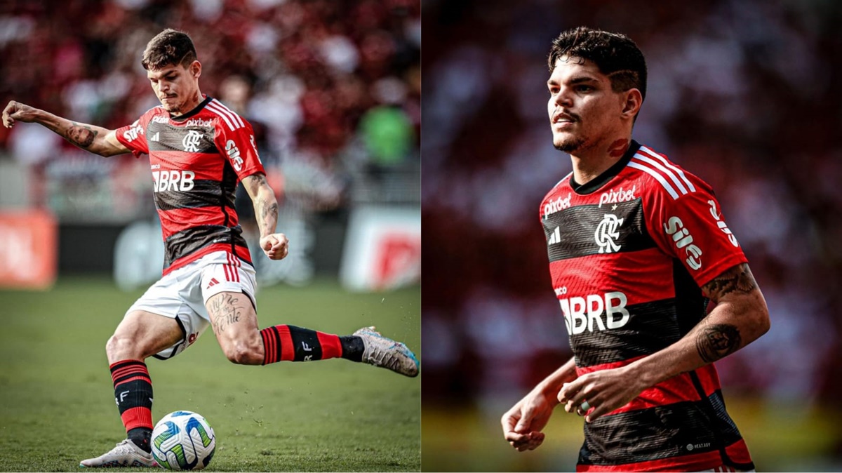 O lateral-esquerdo de 26 anos, Ayrton Lucas, é camisa 6 do Flamengo (Fotos: Reprodução/ Instagram/ Montagem)