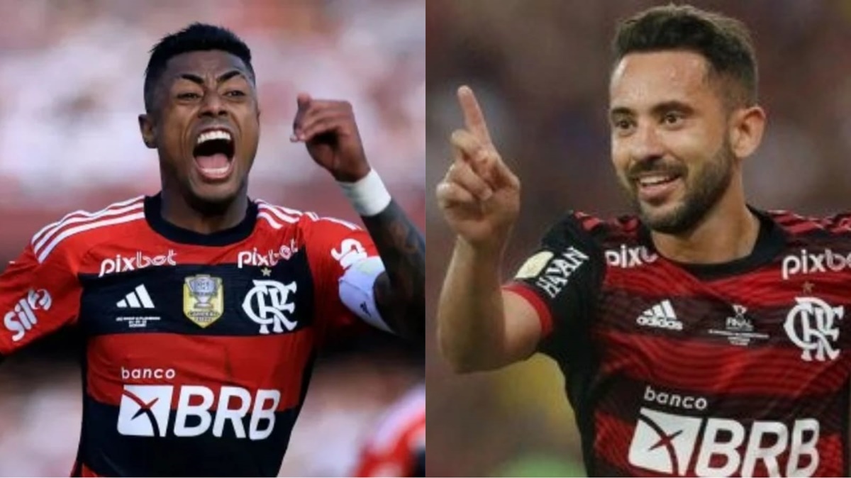 São Paulo quer dois reforços de nível europeu e planeja contratações de Bruno Henrique e Éverton Ribeiro, do Flamengo, segundo jornalista (Fotos: Reprodução/ CRF/ Montagem)