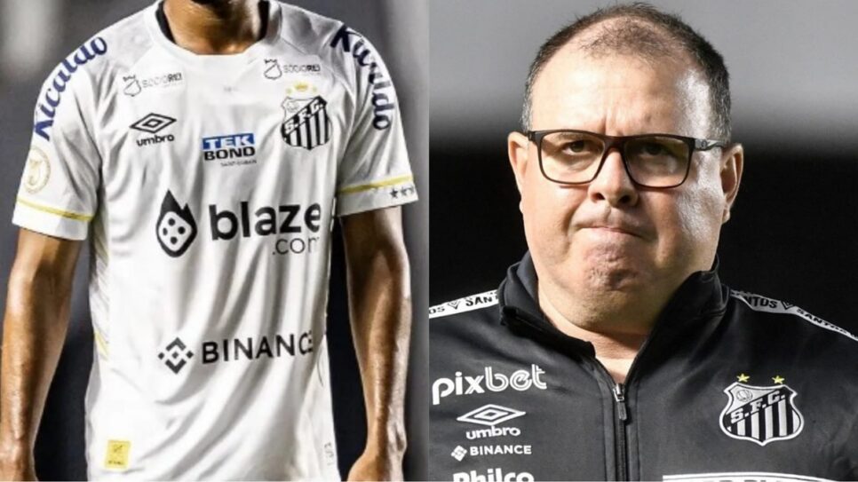 Zagueiro, um craque do Santos, pode deixar o clube e Marcelo Fernandes, técnico, deve se preocupar (Fotos: Reprodução/ Raul Baretta/ Santos FC/ Montagem)
