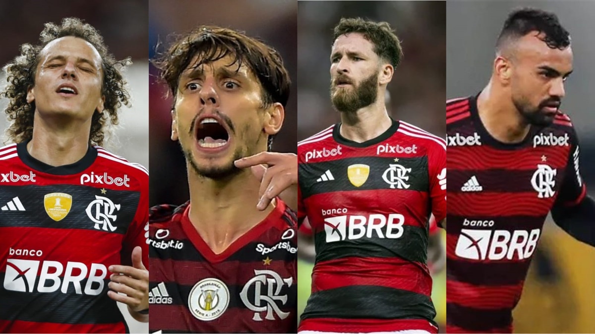 David Luiz, Rodirgo Caio, Léo Pereira e Fabrício Bruno irão desfalcar setor da zaga com saídas do Flanengo (Fotos|: Reprodução/ Divulgação/ CRF/ Montagem)