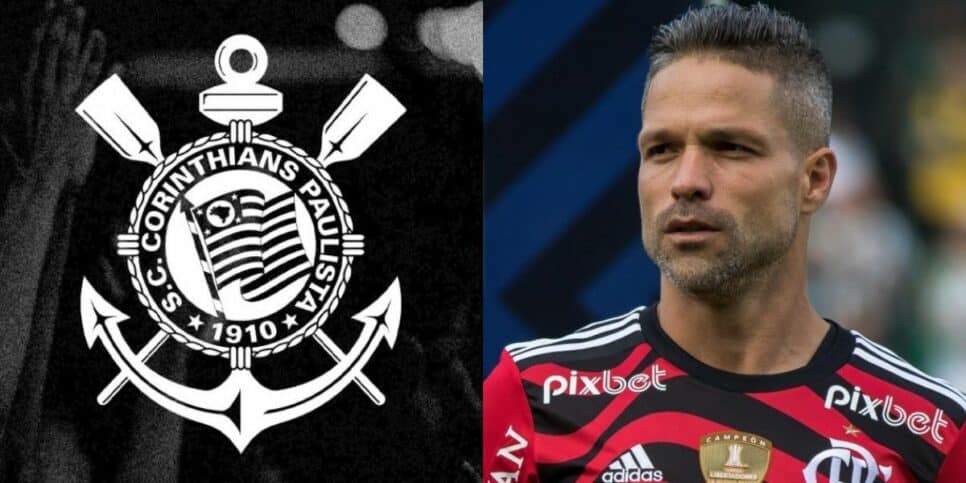 Logo do Corinthians e Diego Ribas, ex-jogador do Flamengo (Foto: Reprodução / Internet)
