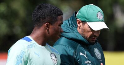 Endrick e Abel Ferreira: Palmeiras recebe opinião do Real Madrid sobre situação do jovem atleta (Foto: Reprodução/ Cesar Greco/ SE Palmeiras)