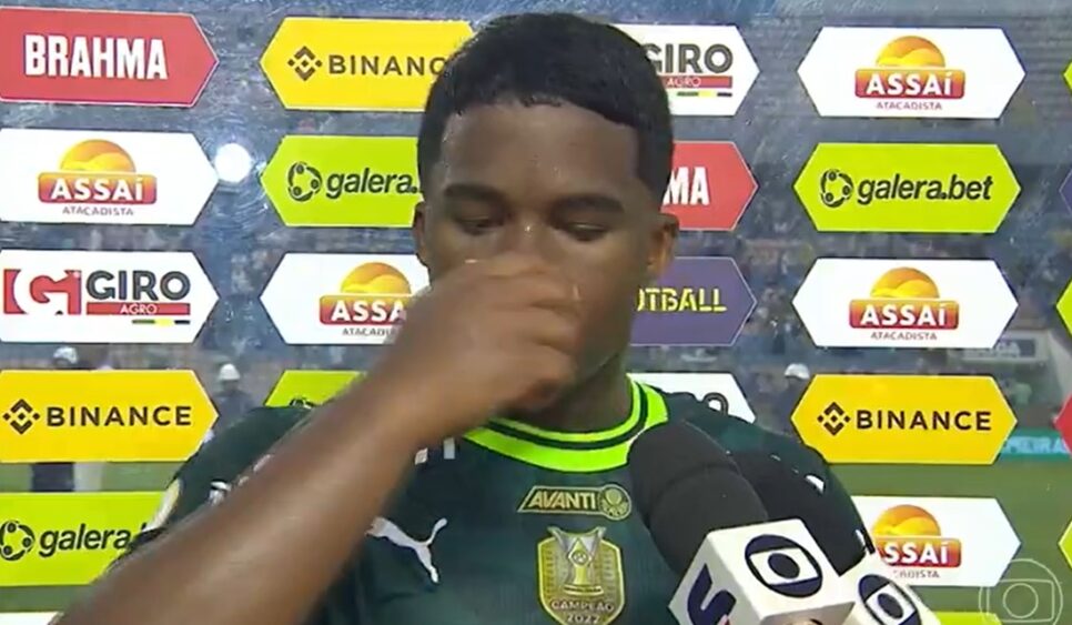Real Madrid Endrick desabafa ao vivo como se sente após eliminação do Palmeiras na Libertadores (Foto: Reprodução/ TV Globo/ Globo Esporte)