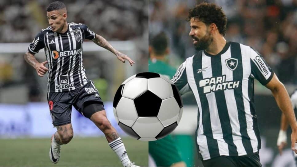 Guilherme Arana, do Atlético-MG, e Diego Costa, do Botafogo, se tornam alvos do Corinthians (Fotos: Reprodução/ Divulgação/ Instagram/ Montagem)