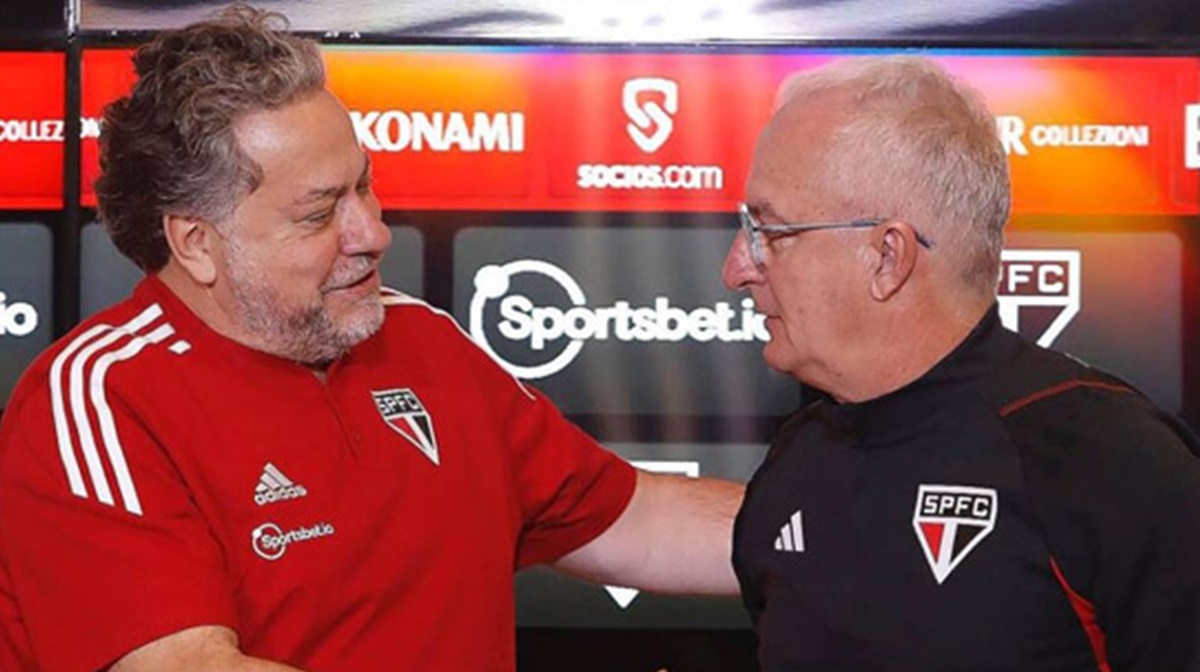 Júlio Casares, presidente do São Paulo, e o técnico Dorival Jr. abriram conversas sobre permanências (Foto: Reprodução/ Divulgação/ SPFC)