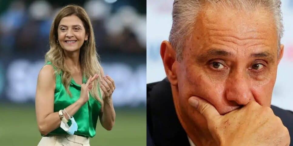 Leila Pereira, presidente do Palmeiras e Tite, técnico do Flamengo (Foto: Reprodução / Internet)