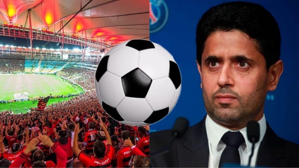 Dono do PSG, Nasser Al-Khelaifi, está de olho neste outro gigante do futebol brasileiro (Fotos: Reprodução/ CRF/ GettyImages/ Montagem)