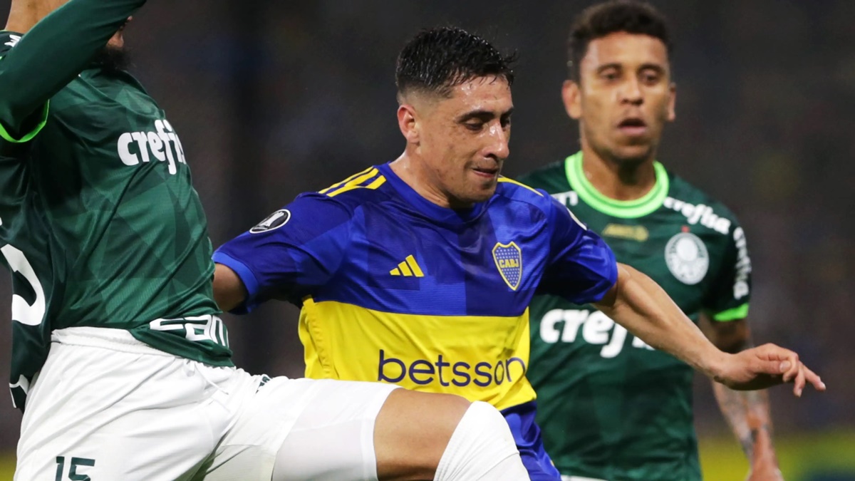 Miguel Merentiel em confronto contra o Palmeira pelas semifinais da Libertadores (Foto: Reprodução/ Cesar Greco/ SEP)