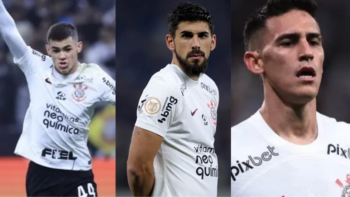 Gabriel Moscardo, Bruno Méndez e Matías Rojas tem dois cartões amarelos pelo Corinthians e seguem relacionados contra o Athletico-PR (Fotos: Reprodução/ Internet/ Montagem)