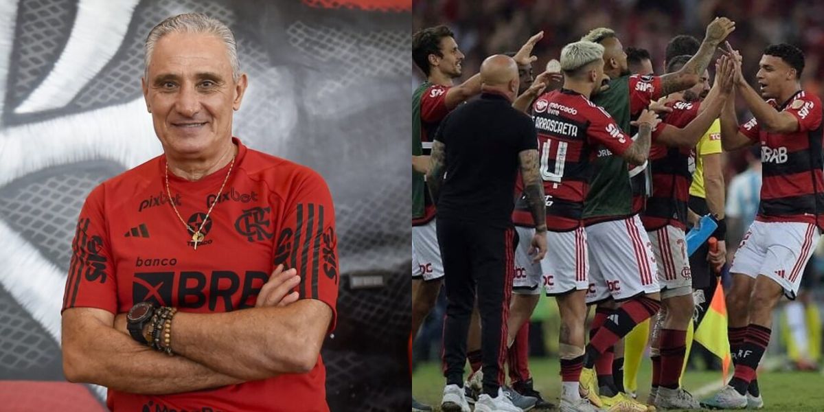 Tite e jogadores do Flamengo (Foto: Reprodução / Internet)