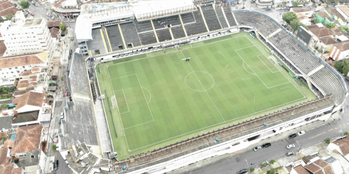 Imagem aérea da Vila Belmiro, campo do Santos (Imagem Reprodução Internet)