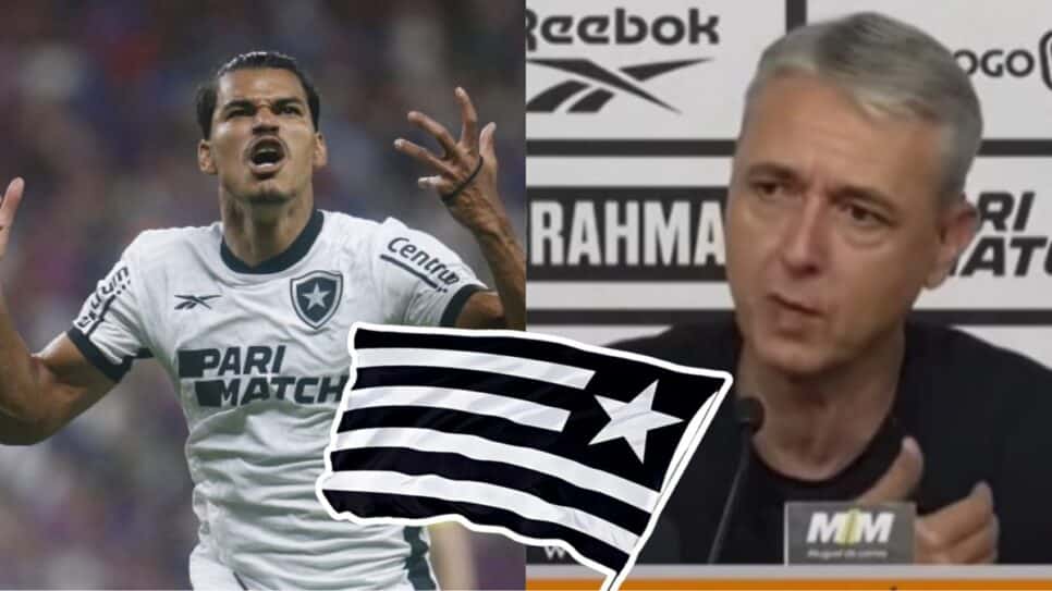 Danilo Barbosa suspenso e Tiago Nunes tem tática revelada no Botafogo (Fotos: Reprodução/ Vitor Silva/ YouTube/ Montagem)