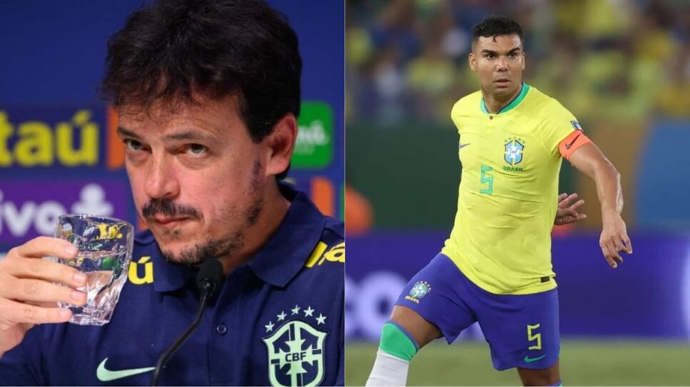 Fernando Diniz recebe notícia do Manchester sobre situação de Casemiro (Fotos: Reprodução/ Mauro Pimental/ AFP/ CBF/ Montagem)