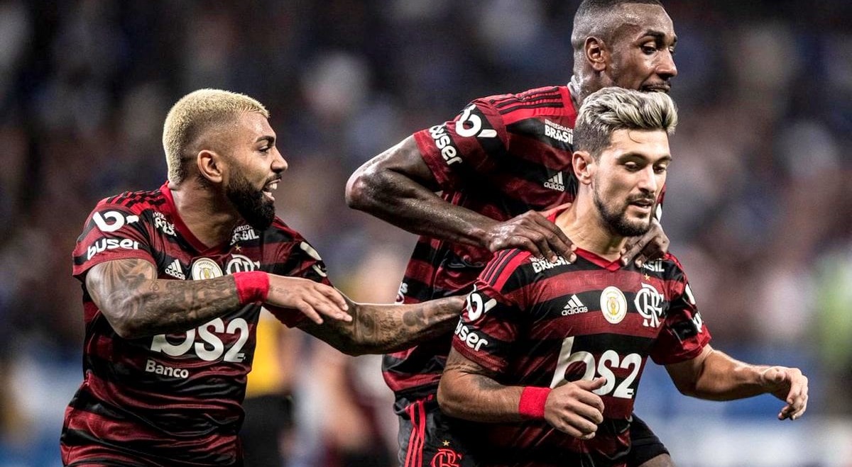 Gabigol, Gerson e Arrascaeta jogando pelo Flamengo (Foto: Reprodução/ O Globo)